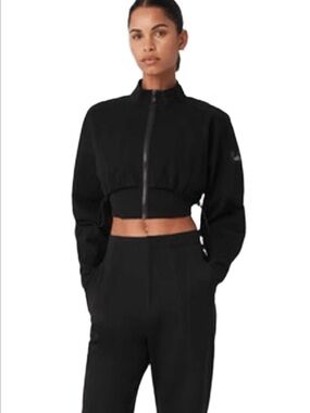 ALO Yoga Black Cropped Bomber Jacket